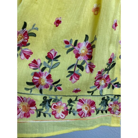 Figueroa‎ & Flowers Women Yellow Flower Long Sleeve Boho Top Size Medium Peasant - Picture 8 of 12